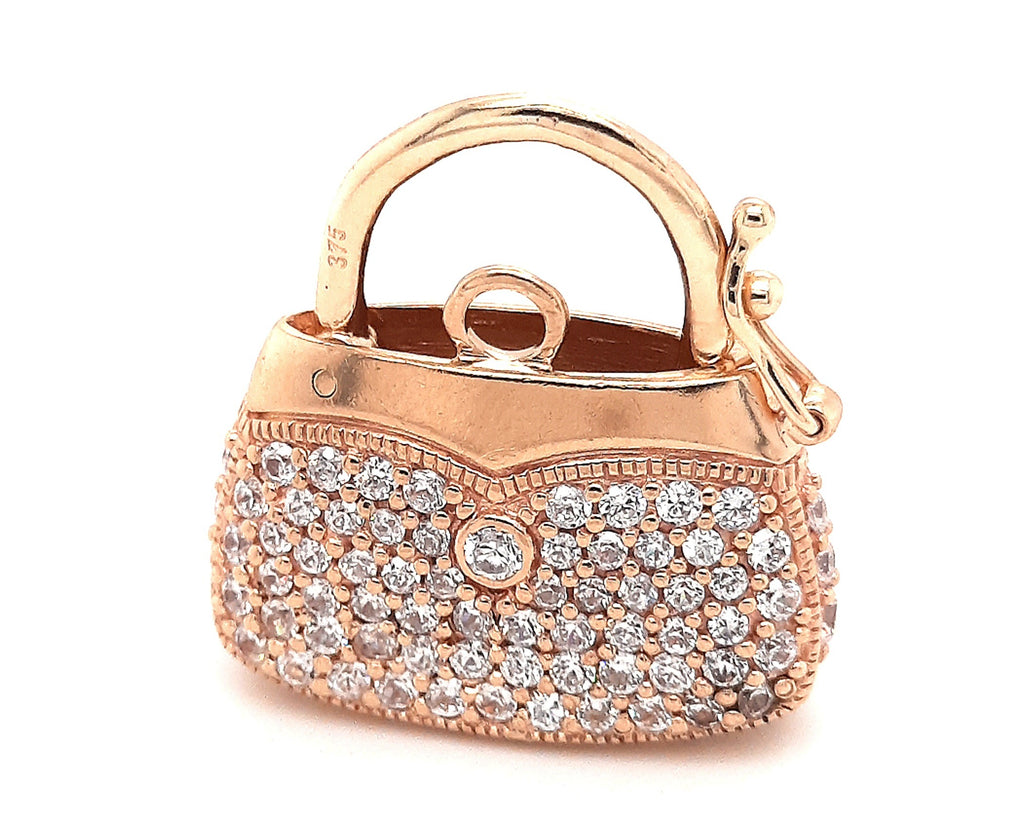 9ct Yellow Gold & Cubic Zirconia Handbag Padlock Clasp