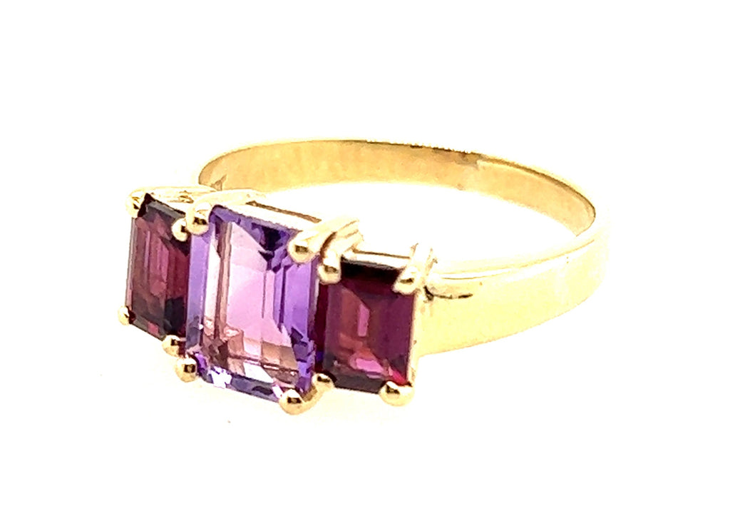 Amethyst & Garnet 9ct Yellow Gold Ring