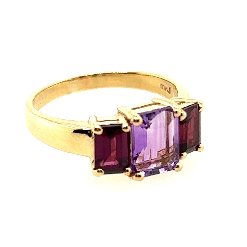 Amethyst & Garnet 9ct Yellow Gold Ring