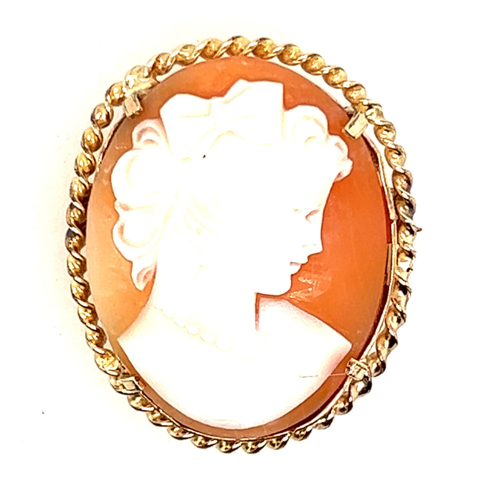 Cameo Portrait Brooch with Gold Plated Surround