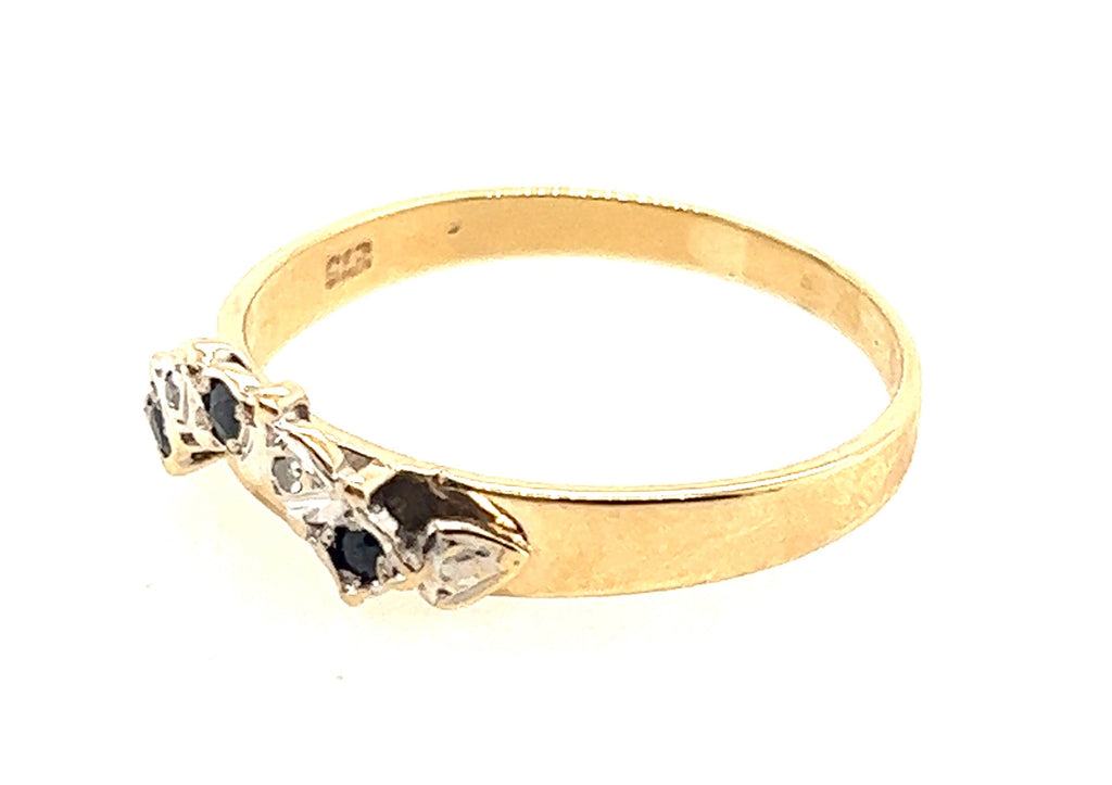 Sapphire & Diamond 9ct Yellow Gold Accent Ring