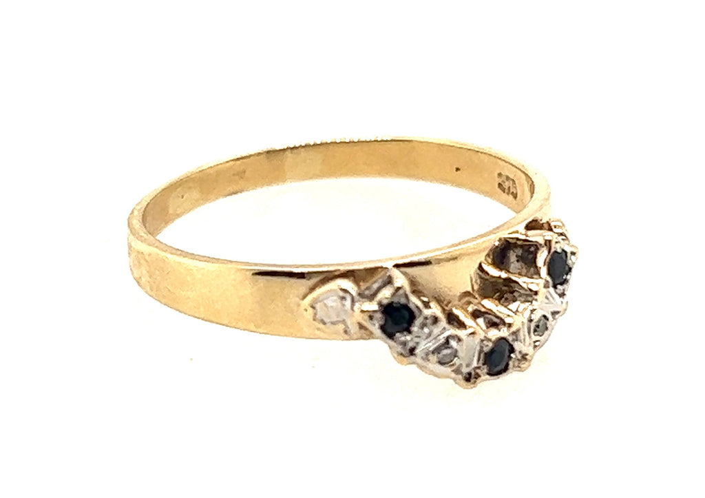 Sapphire & Diamond 9ct Yellow Gold Accent Ring