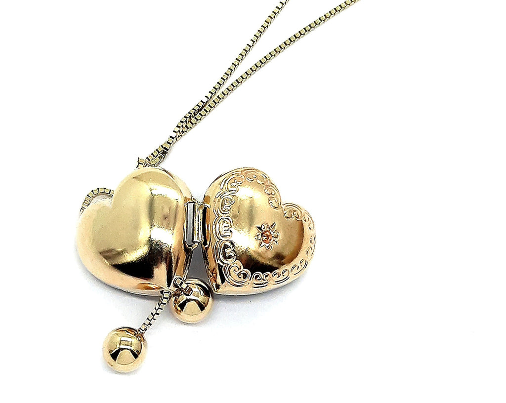 9ct Yellow Gold Chain Necklace with Heart Photo Locket