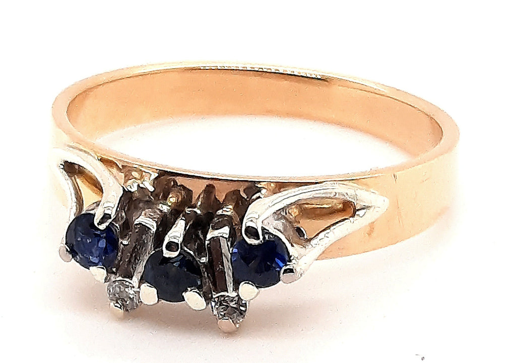 Sapphire & Diamond Ring in 18ct Yellow & White Gold