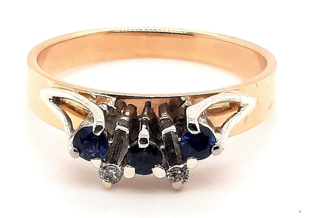 Sapphire & Diamond Ring in 18ct Yellow & White Gold