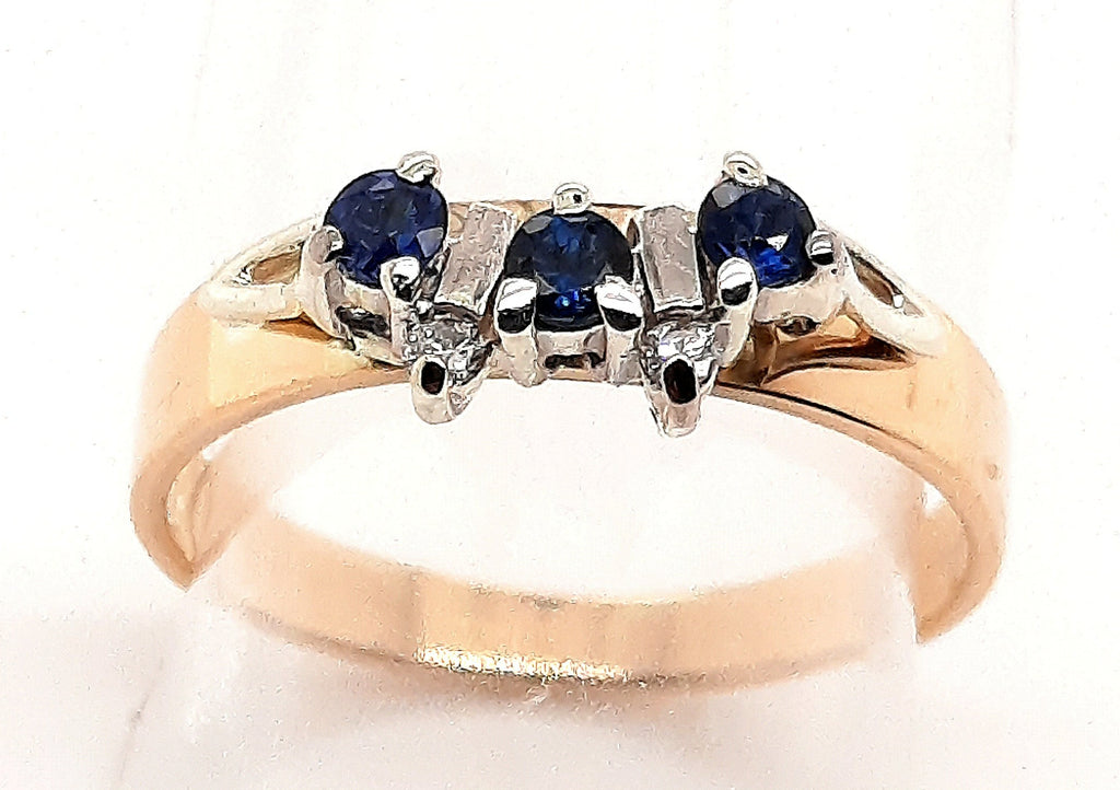 Sapphire & Diamond Ring in 18ct Yellow & White Gold