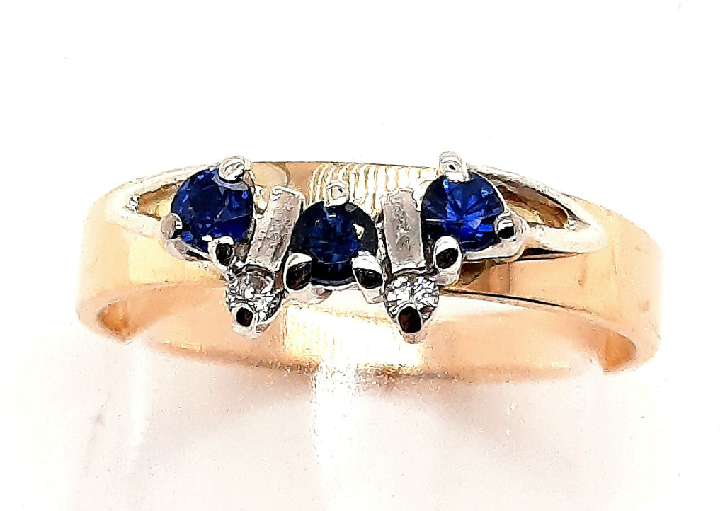 Sapphire & Diamond Ring in 18ct Yellow & White Gold