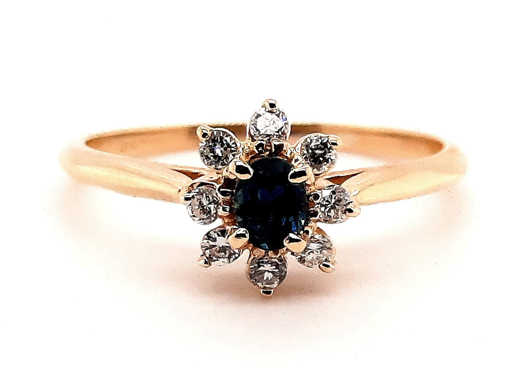 Sapphire & Diamond Yellow Gold Cluster Ring