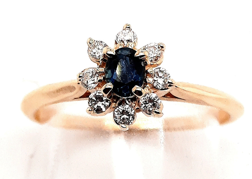 Sapphire & Diamond Yellow Gold Cluster Ring