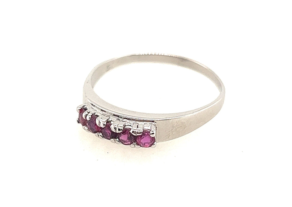 White Gold Ruby Handmade Ring Total Ruby Weight 0.60cts