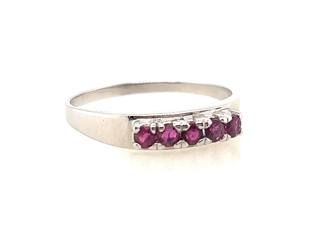 White Gold Ruby Handmade Ring Total Ruby Weight 0.60cts
