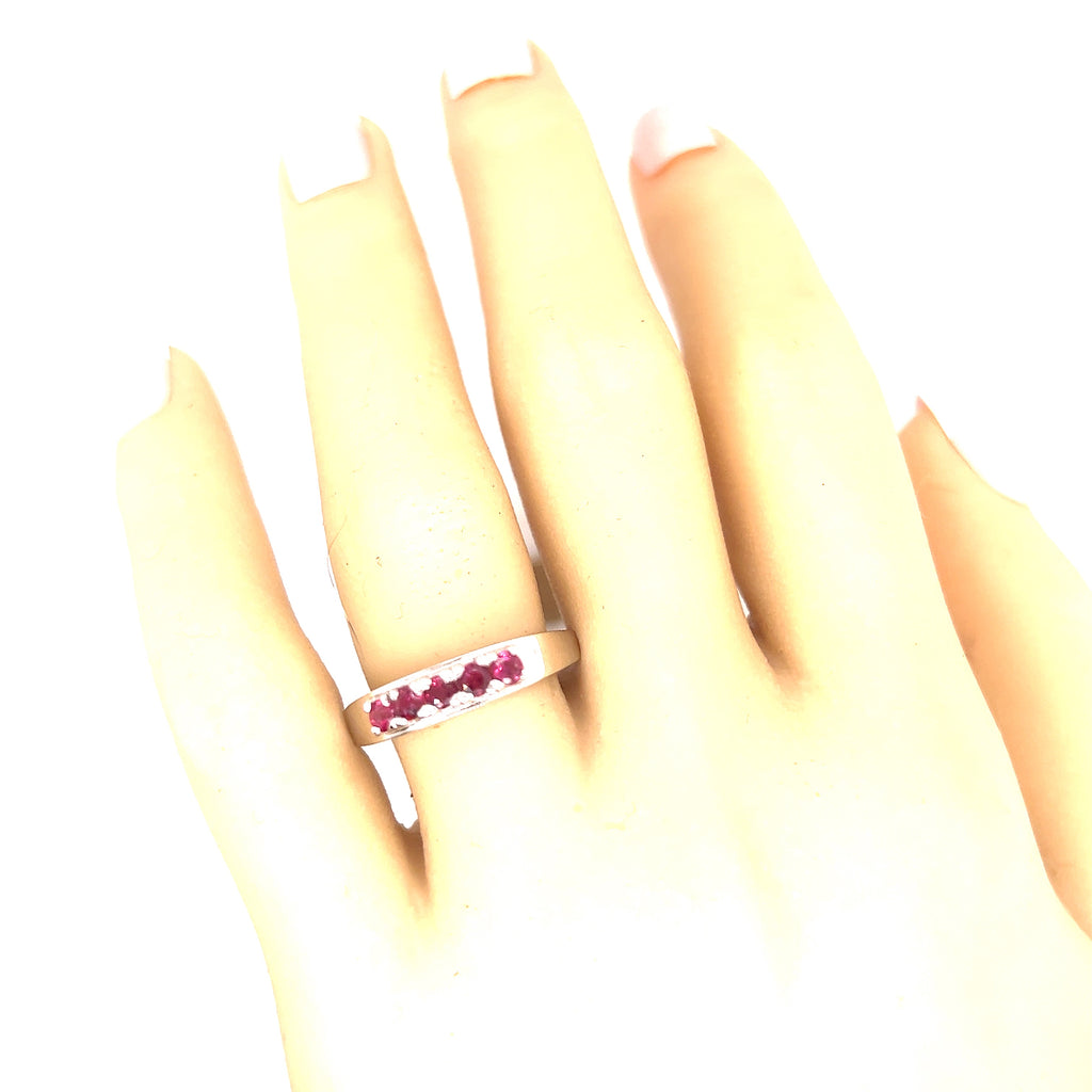 White Gold Ruby Handmade Ring Total Ruby Weight 0.60cts