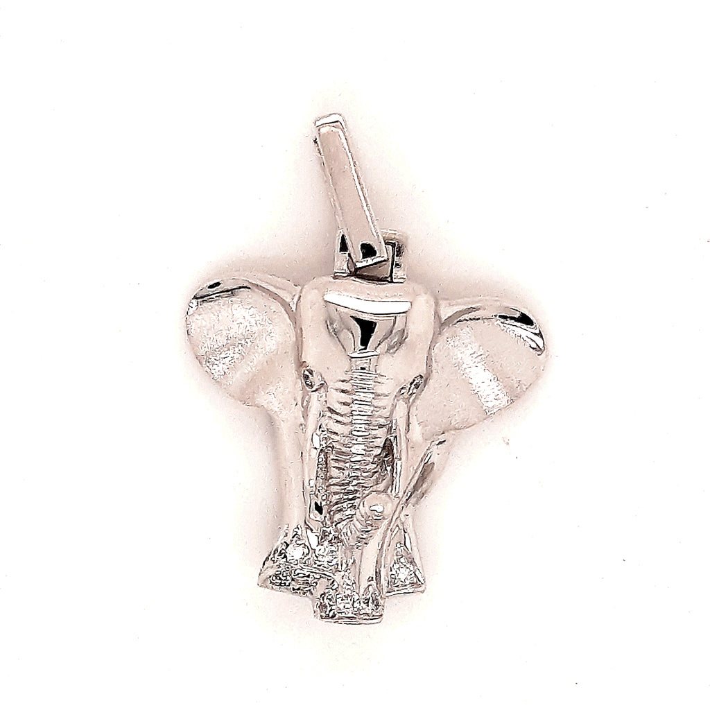 18ct White Gold & Diamond Elephant Pendant