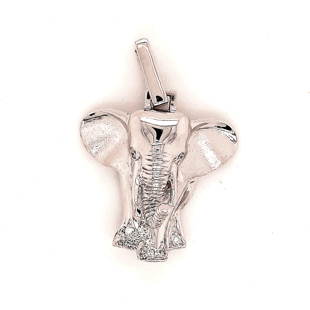 18ct White Gold & Diamond Elephant Pendant