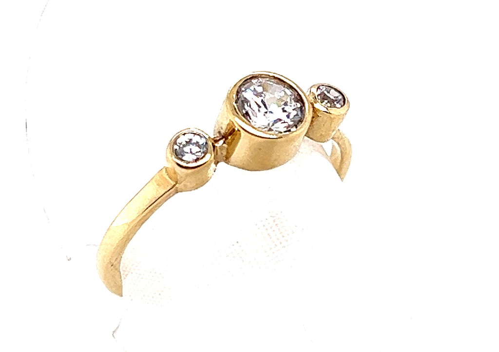 Yellow Gold & Cubic Zirconia Trilogy Ring