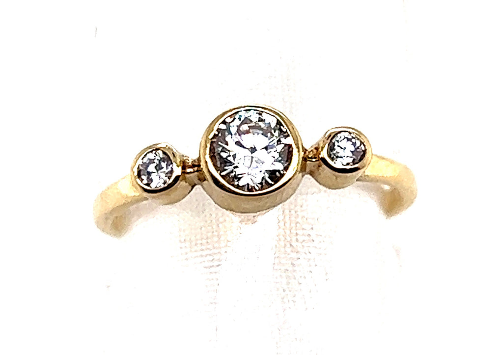 Yellow Gold & Cubic Zirconia Trilogy Ring