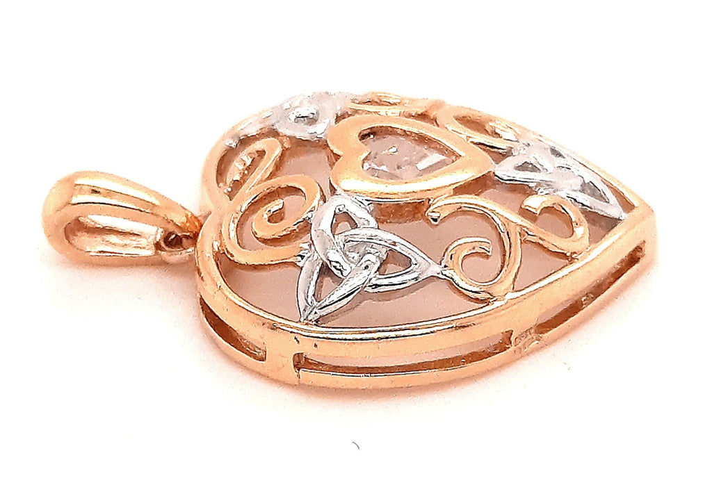 9ct Yellow Gold & Cubic Zirconia Heart Pendant with Trinity Knot