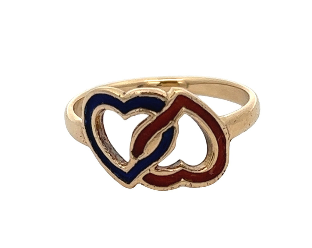 18ct Yellow Gold Ring with Interlocking Hearts