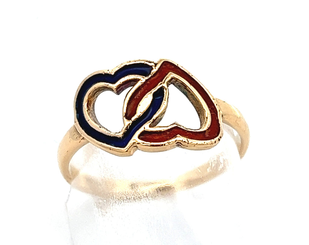 18ct Yellow Gold Ring with Interlocking Hearts