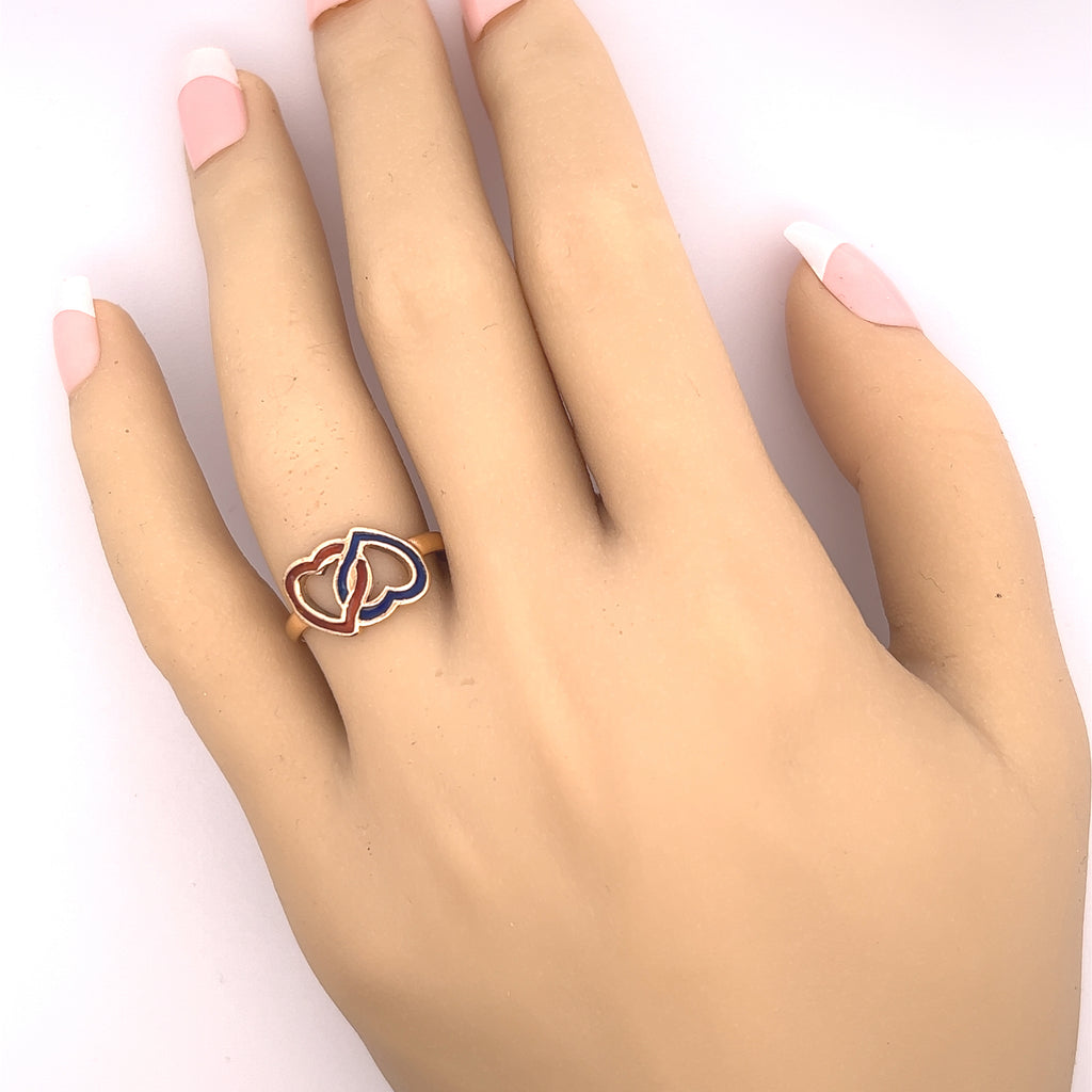 18ct Yellow Gold Ring with Interlocking Hearts