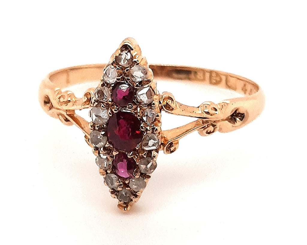 Vintage 18ct yellow gold Ruby & Diamond Ring Chester
