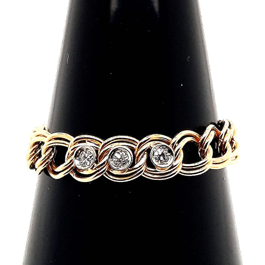 Diamond Yellow Gold Chain Ring