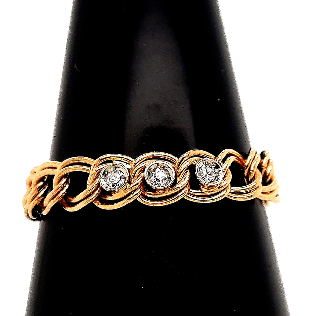 Diamond Yellow Gold Chain Ring