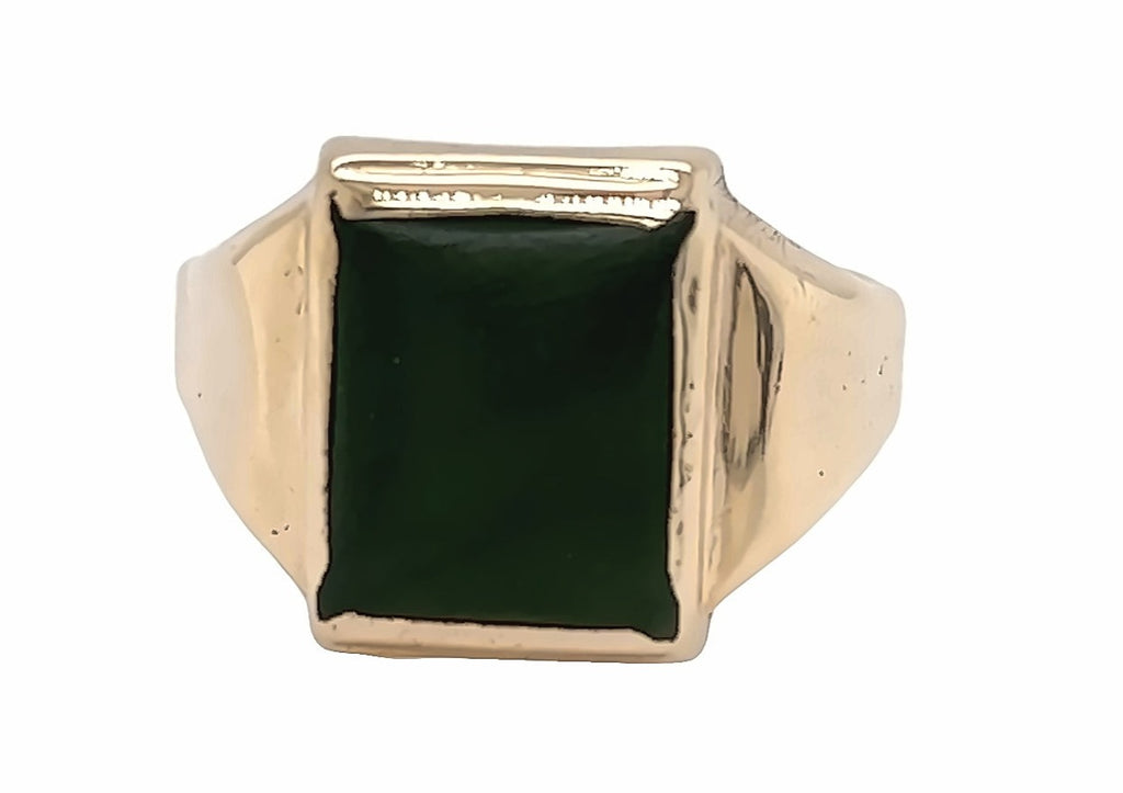 Nephrite Jade Yellow Gold Signet Ring
