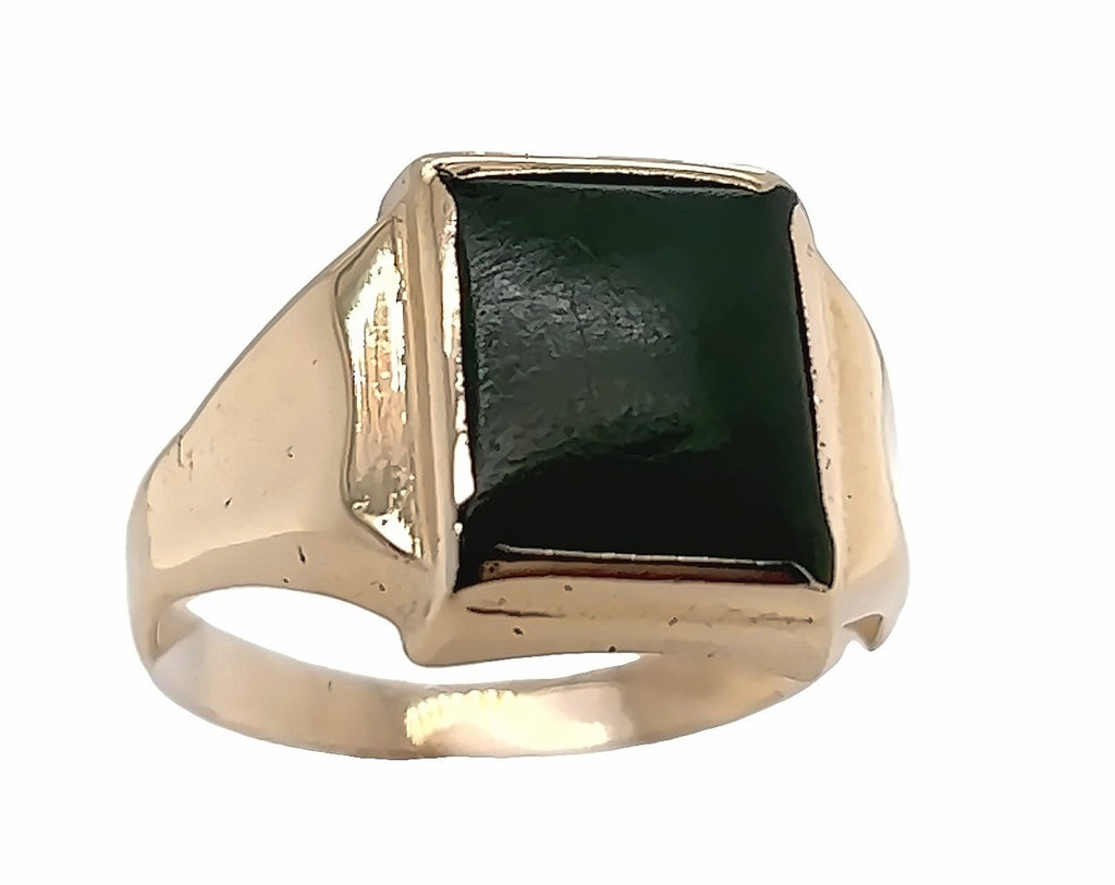 Nephrite Jade Yellow Gold Signet Ring