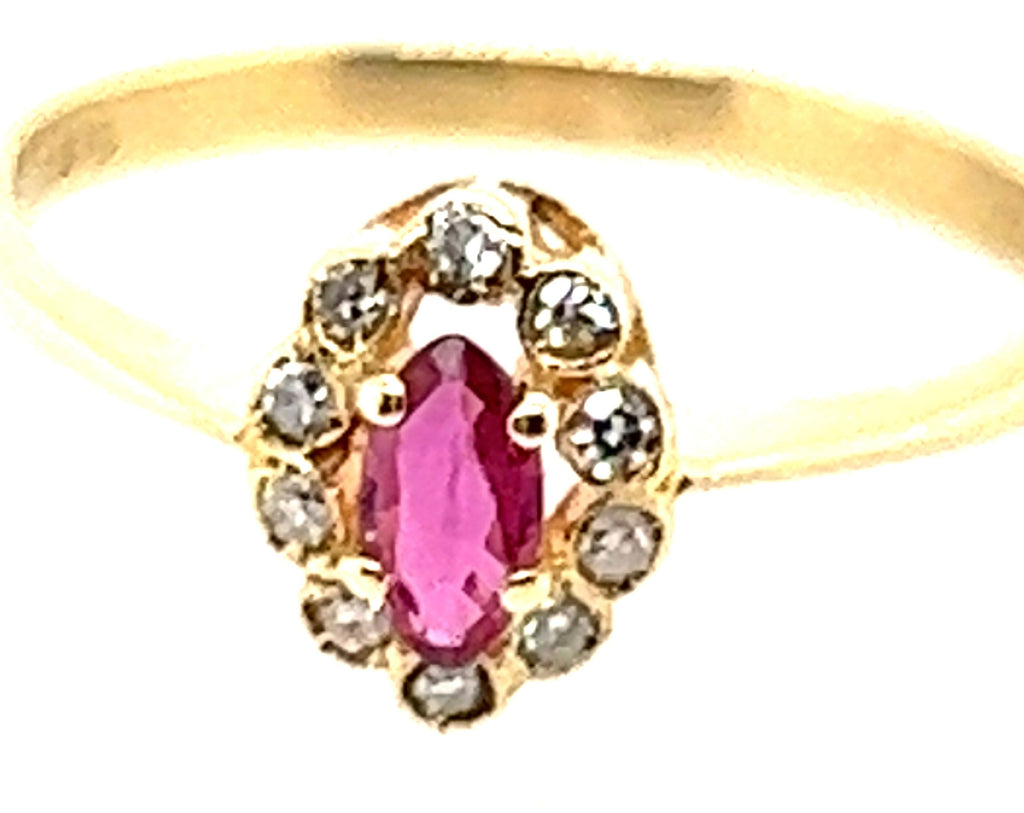 Ruby & Cubic Zirconia Yellow Gold Dress Ring