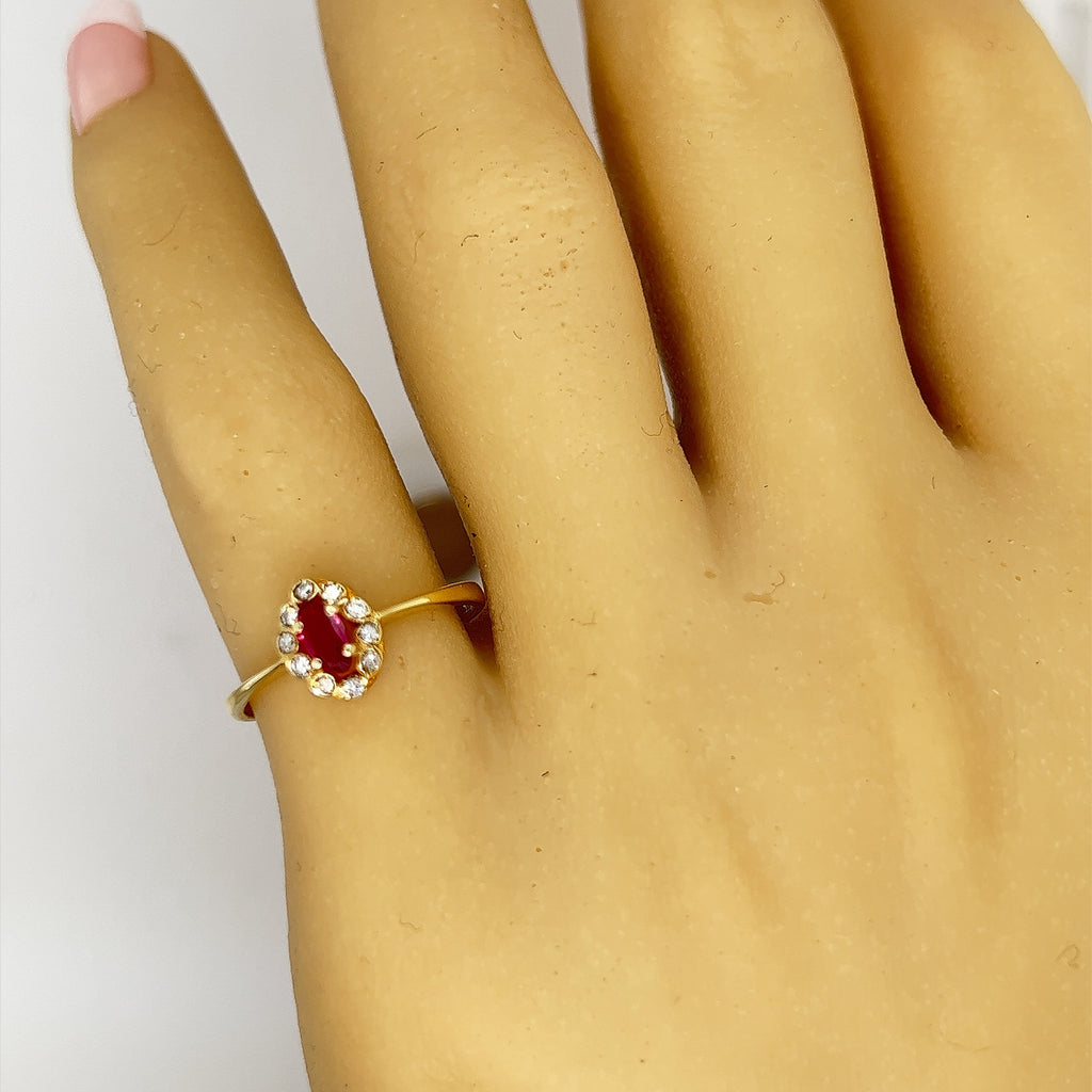 Ruby & Cubic Zirconia Yellow Gold Dress Ring