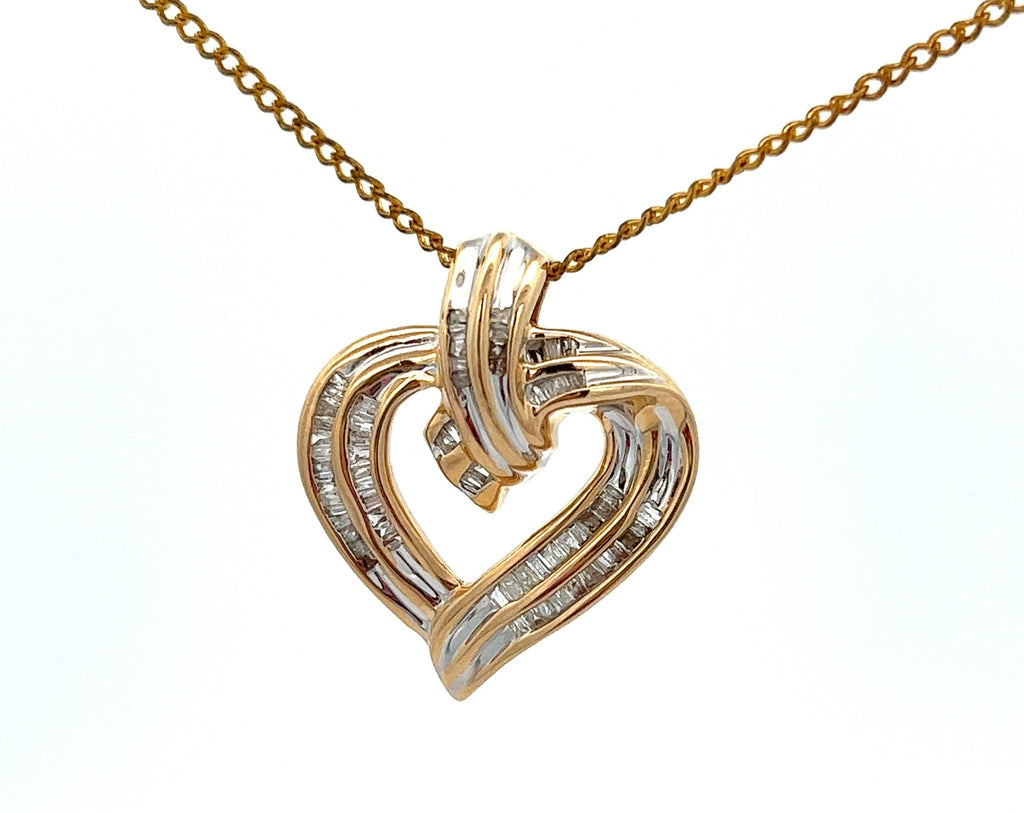 Diamond 14ct Yellow Gold Heart Pendant