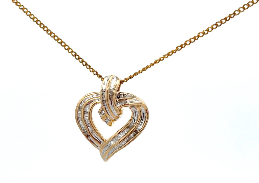 Diamond 14ct Yellow Gold Heart Pendant