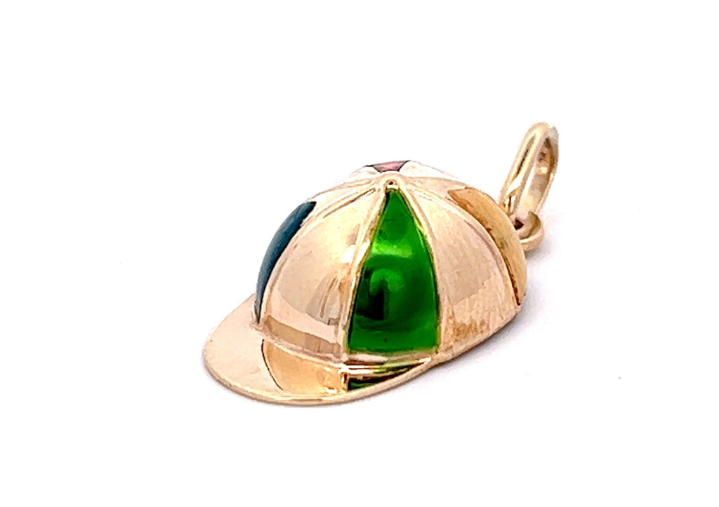 9ct Yellow Gold & Enamel Jockey Cap Pendant