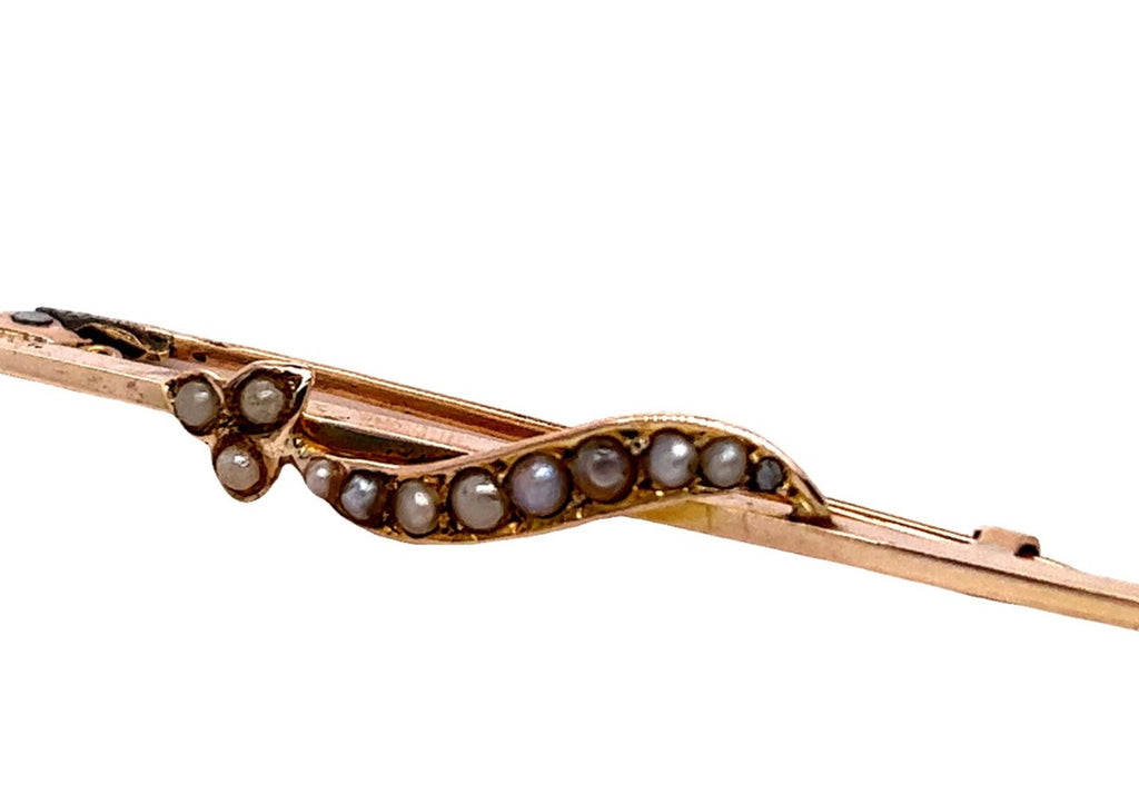 9ct Yellow Gold & Pearl Brooch
