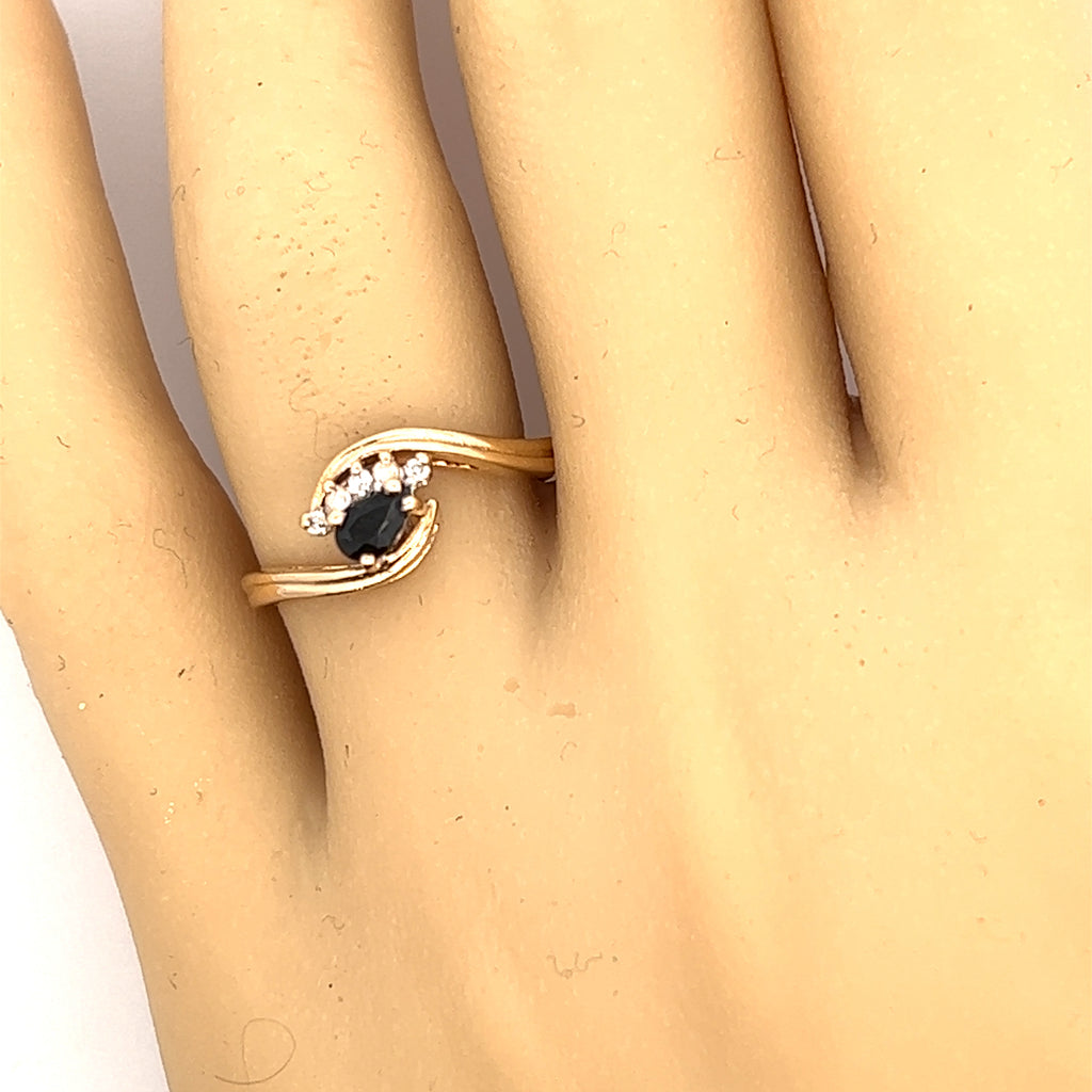 Sapphire & Diamond Yellow & White Gold Ring