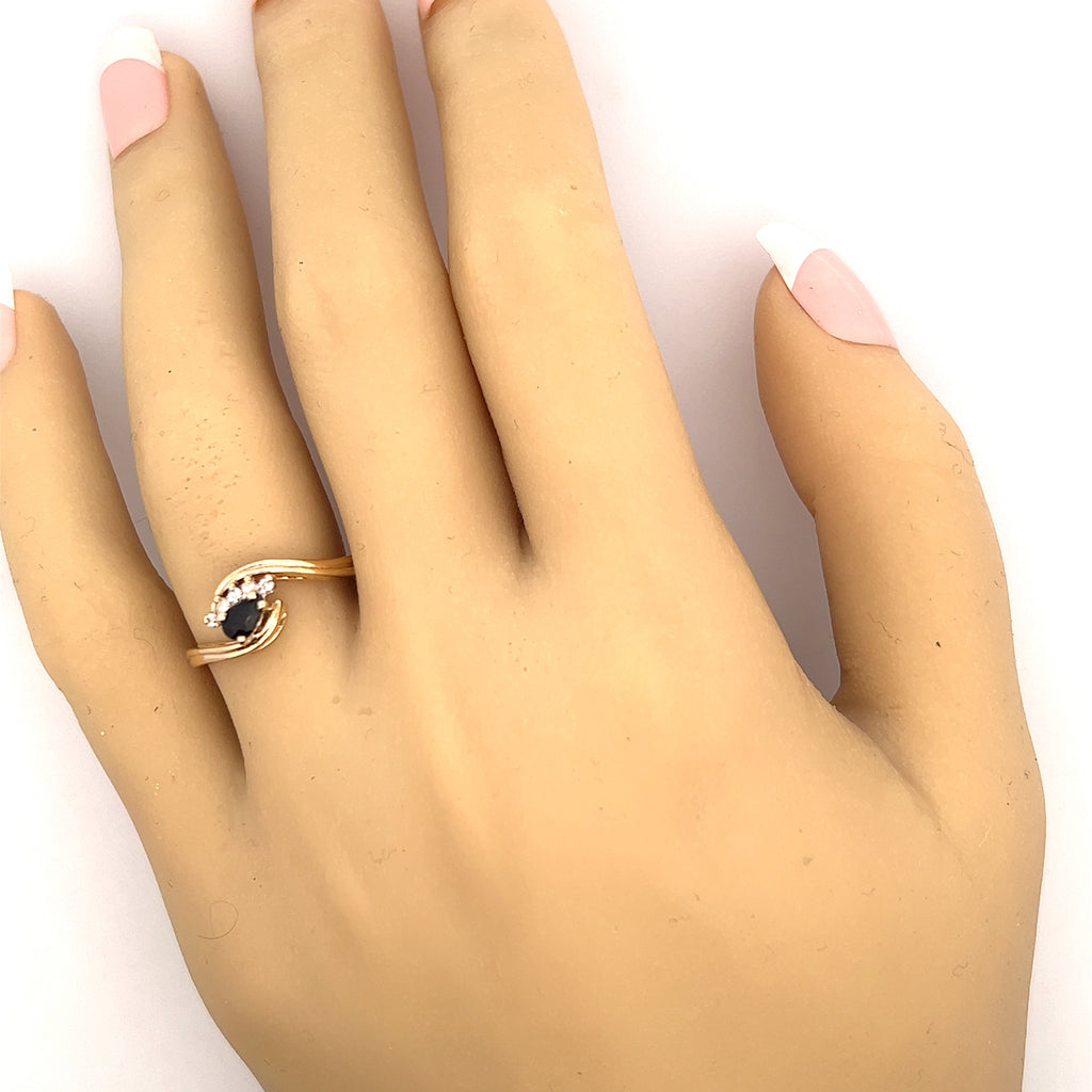 Sapphire & Diamond Yellow & White Gold Ring