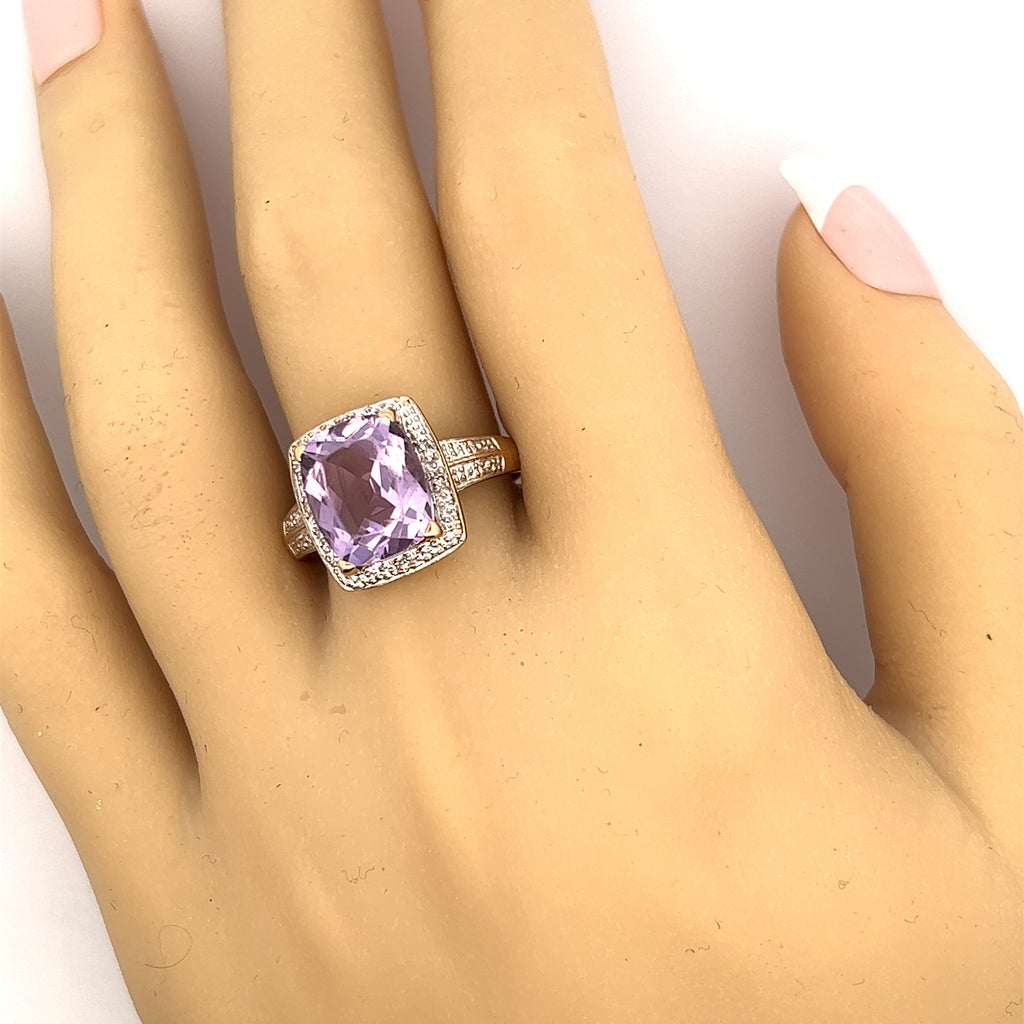 Amethyst & Diamond Yellow Gold Ring