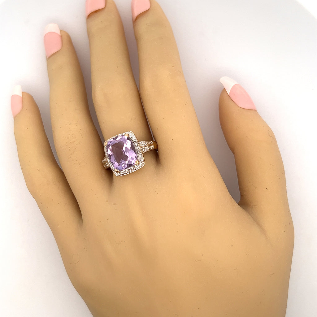 Amethyst & Diamond Yellow Gold Ring