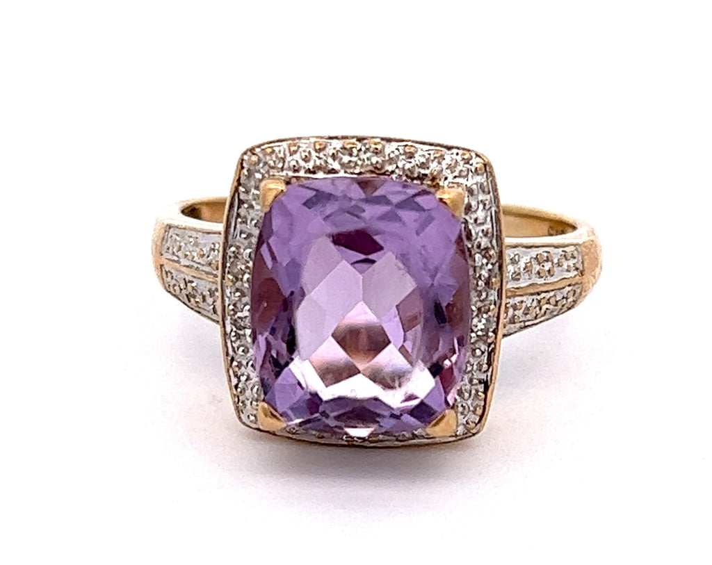 Amethyst & Diamond Yellow Gold Ring