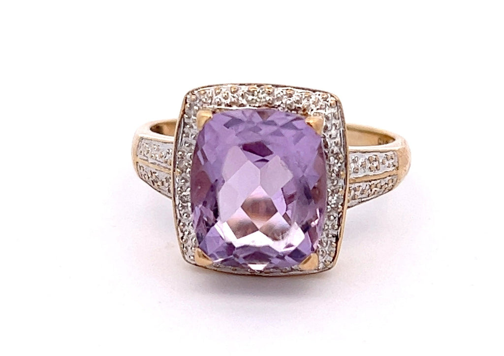 Amethyst & Diamond Yellow Gold Ring