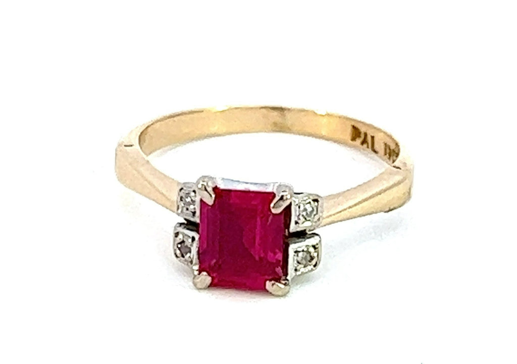 Pink Sapphire & Diamond 18ct Yellow Gold & Palladium Ring