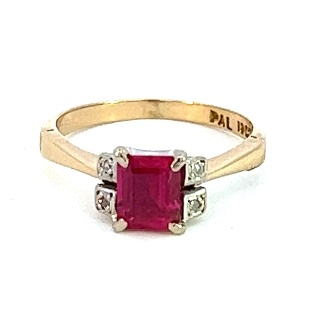 Pink Sapphire & Diamond 18ct Yellow Gold & Palladium Ring