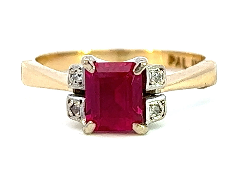 Pink Sapphire & Diamond 18ct Yellow Gold & Palladium Ring