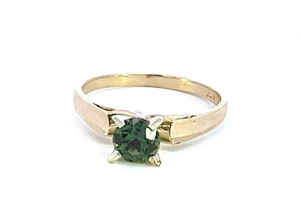 Green Sapphire Yellow & White Gold Solitaire Ring