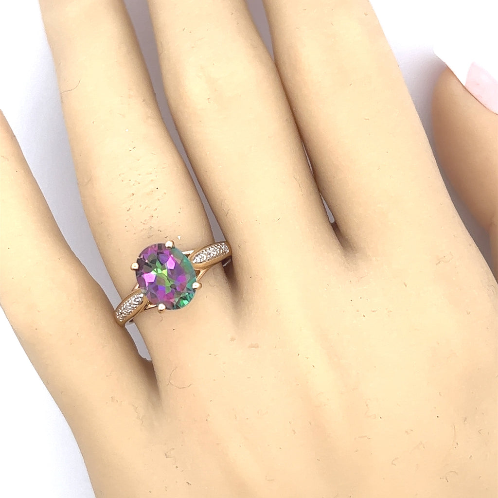 Mystic Topaz & Diamond Yellow Gold Ring