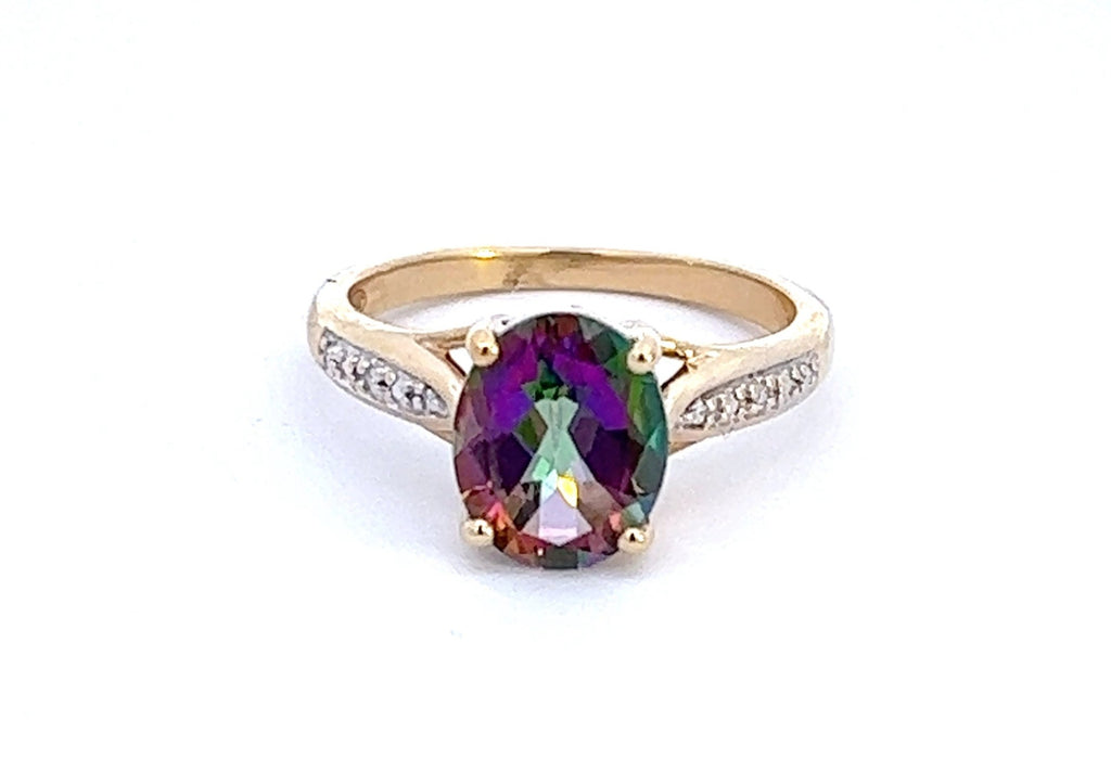 Mystic Topaz & Diamond Yellow Gold Ring