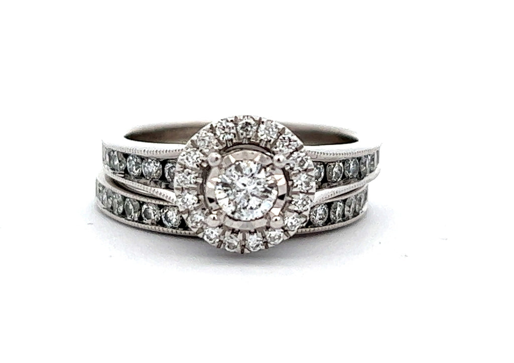 Diamond & 14ct White Gold Bridal Set Engagement & Wedding Ring