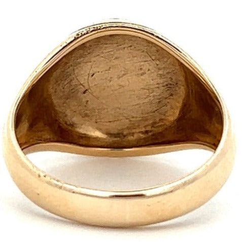 10K Yellow Gold Signet Ring with Anchor & "USN"