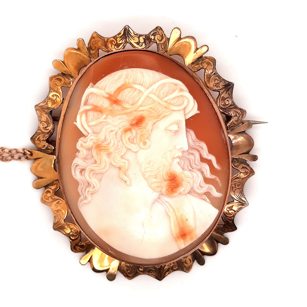 Vintage 9ct Yellow Gold Shell Cameo Brooch